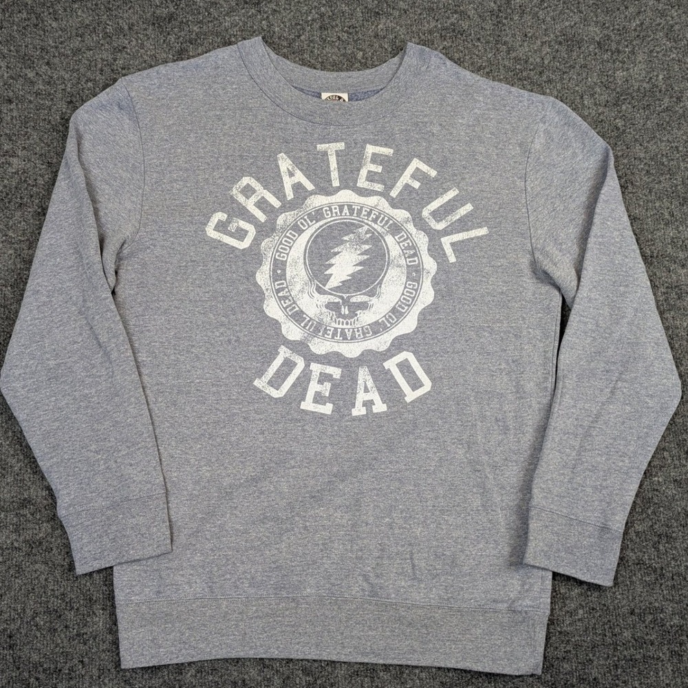 Grateful Dead Steal Your Face Sweatshirt Mens Medium Gray Crewneck Band Logo